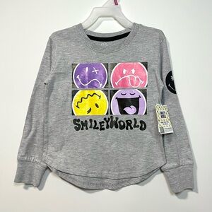 🔵3/$25 NEW Smiley World Grey Long Sleeve Shirt (size XS, S & L)